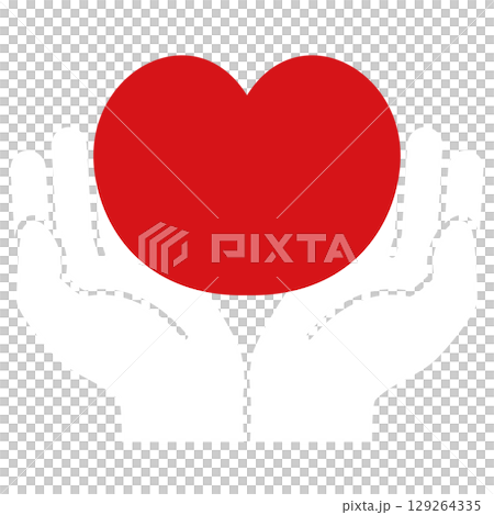 Vector illustration of white hands embracing a heart 129264335