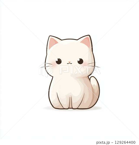 正面を向いて座る長毛猫のイラスト 129264400