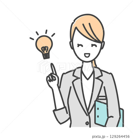 よくあるビジネス人物素材風のストックイラスト（ミニマル・限定パレット） 129264456