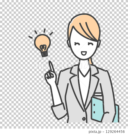 よくあるビジネス人物素材風のストックイラスト（ミニマル・限定パレット） 129264456