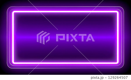 パープルのネオンが点灯しているフレーム パープルのネオンが点灯しているフレーム 129264507