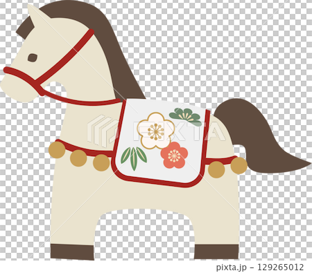 可愛的日式馬插畫素材 129265012