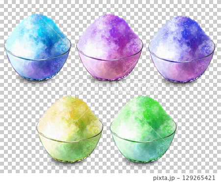 Colorful shaved ice illustration set 129265421