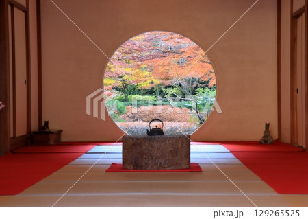 鎌倉　明月院本堂　秋の悟りの窓 129265525