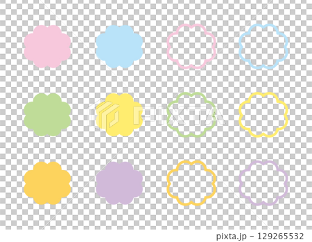 Cute pastel colored speech bubble frame set 129265532