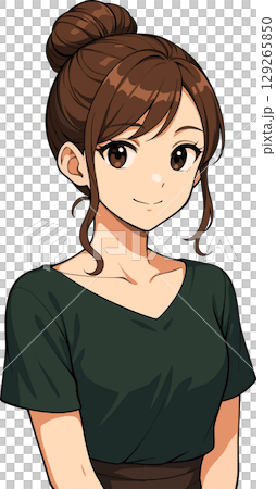 Illustration of a woman's profile with a bun hairstyle Illustration of a woman's profile with a bun hairstyle 129265850