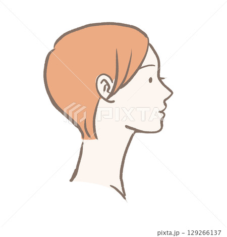 若い女性の横顔の手書きイラスト 若い女性の横顔の手書きイラスト 129266137