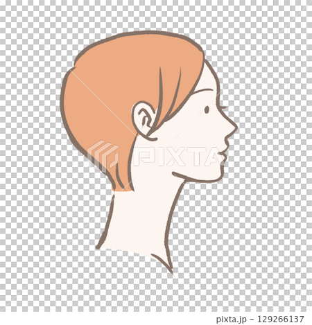 Hand-drawn illustration of a young woman's profile 129266137