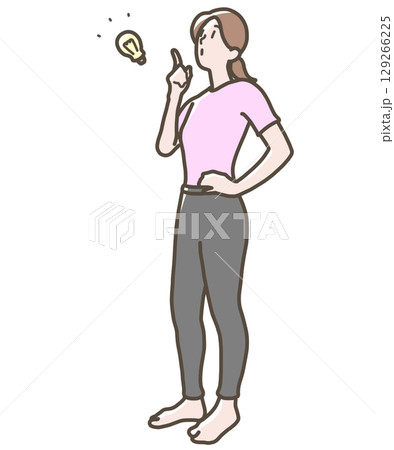 ひらめいた女性のイラスト ひらめいた女性のイラスト 129266225