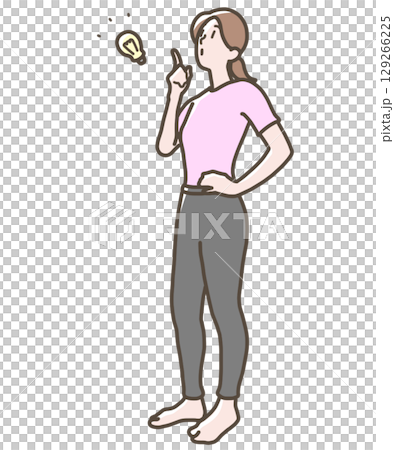 ひらめいた女性のイラスト ひらめいた女性のイラスト 129266225