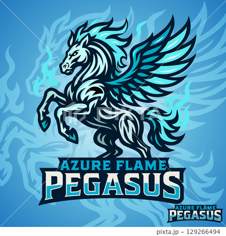 Logo E-Sport Azure Flame Pegasus. vector illustration 129266494