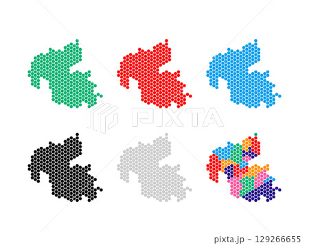 ドット絵の地図＿大分県＿六角ドット 129266655