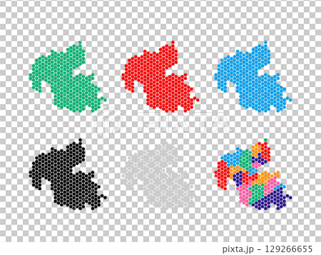 ドット絵の地図＿大分県＿六角ドット 129266655