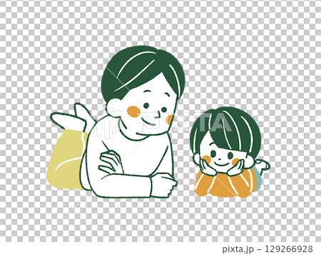 Parent and child smiling at each other - 4 colors Parent and child smiling at each other - 4 colors 129266928