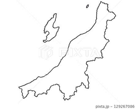 新潟県の地図（白地図）枠内透過 129267086