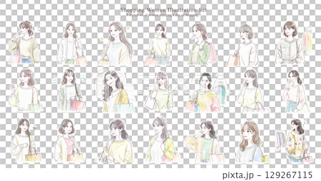 享受購物的女性插畫集 129267115