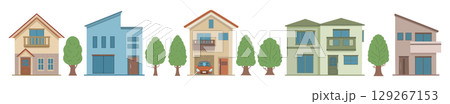 戸建てのイラストセット 129267153