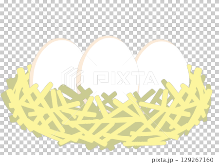 簡單的鳥巢和白蛋插畫 129267160