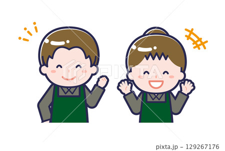 飲食店の店員/2人組/男女 02 飲食店の店員/2人組/男女 02 129267176