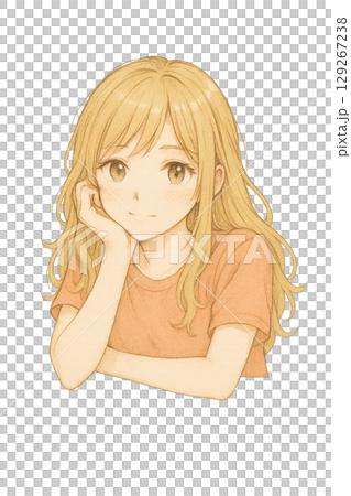 頬杖をつく女性 129267238