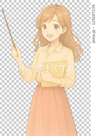 指し示すプレゼン女性 129267239