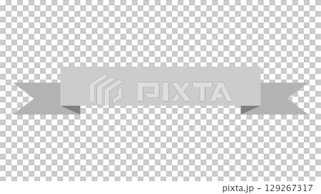 シンプルなリボン見出しタイトルのフレーム枠素材　灰色　ベクター　透過png透明 129267317