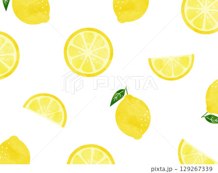 水彩で描いたレモンの背景イラスト 129267339