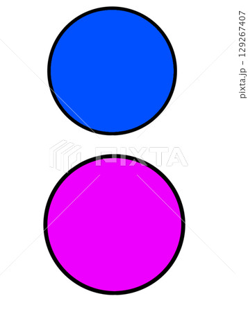 丸　円形　ピンク　青色　シンプル 129267407