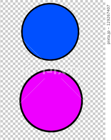 丸　円形　ピンク　青色　シンプル 129267407