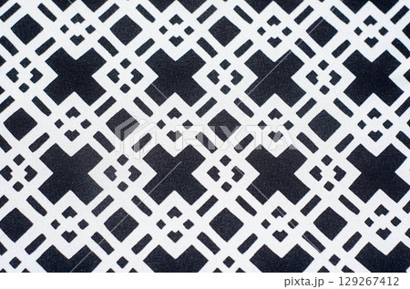 Modern Geometric Black and White Pattern Fabric 129267412