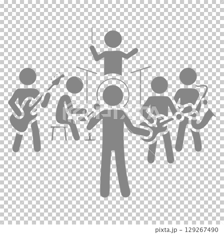 ライブでバンド演奏をする人々のピクトグラム ライブでバンド演奏をする人々のピクトグラム 129267490