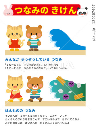 防災イラスト 津波の危険06 防災イラスト 津波の危険06 129267497