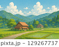 田舎の田園風景/AIイラスト 129267737