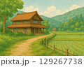 田舎の2階建ての小さな家の風景/AIイラスト 129267738