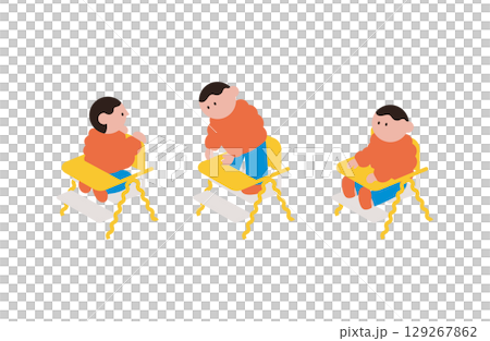 Illustration material of a child sitting on a chair and having fun Illustration material of a child sitting on a chair and having fun 129267862