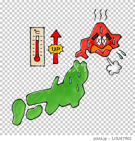 気温上昇と日本列島のキャラクター 129267902