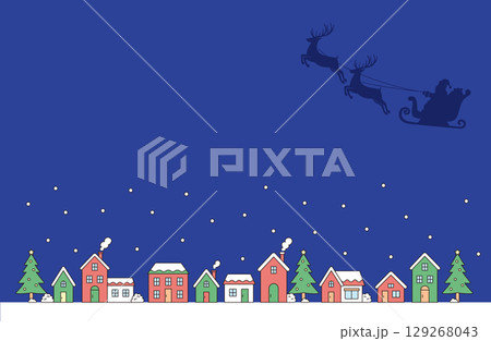 シンプルな線画のクリスマスの街並み 129268043