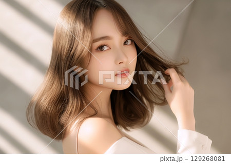 美しい髪の女性・髪質改善「AI生成画像」 129268081