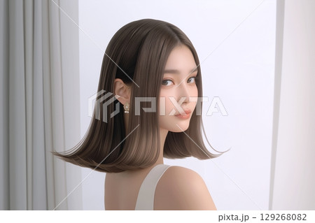 美しい髪の女性・髪質改善「AI生成画像」 129268082