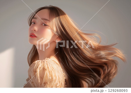 美しい髪の女性・髪質改善「AI生成画像」 129268093