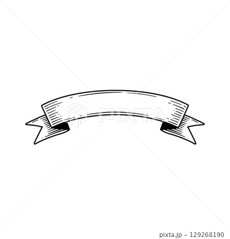Hand drawn ribbon banner sketch element for poster logo invitation card, retro heraldic ribbon 129268190