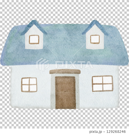 可愛的水彩房子插圖 129268246