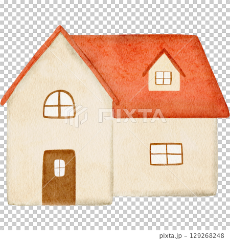 Cute watercolor house illustration 129268248