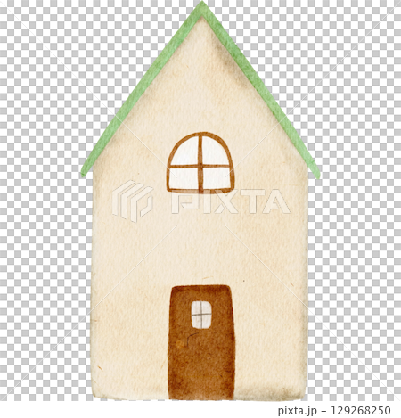 Cute watercolor house illustration 129268250