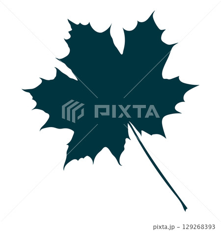 Hand-drawn maple leaf silhouette isolated on white background. Flat style vector illustration.  129268393