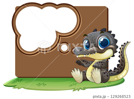Cute Crocodile with Speech Bubble 129268523