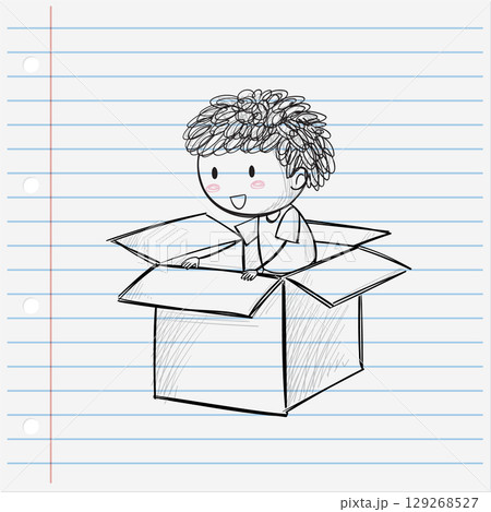 Child Playing in a Cardboard Box Child Playing in a Cardboard Box 129268527
