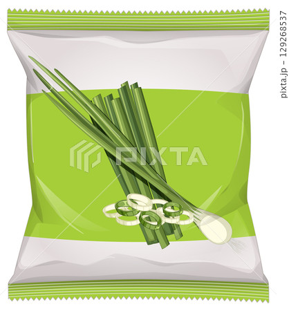 Green Onion Snack Packaging Vector Illustration 129268537