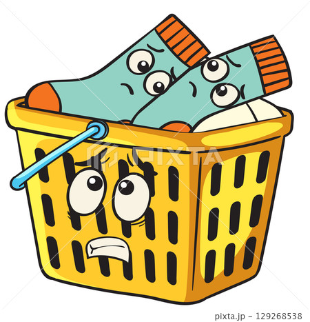 Quirky Laundry Basket with Expressive Socks 129268538