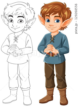 Charming Elf Character in Vector Illustration 129268556